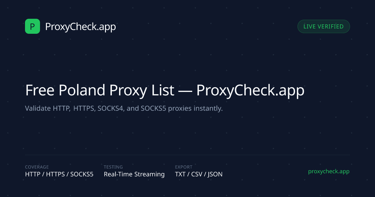 Free Poland Proxy List — ProxyCheck.app